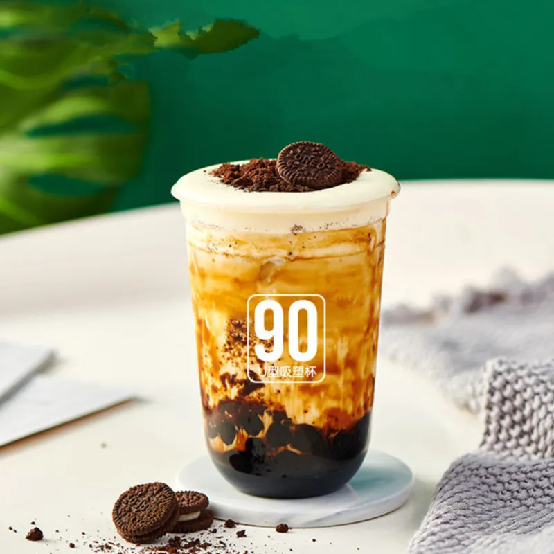 100 st/pack 360/500/700 ml U -formad bubbla te kopp mjuk plast blister cup dessert glass kopp acceptera anpassningsverktyg