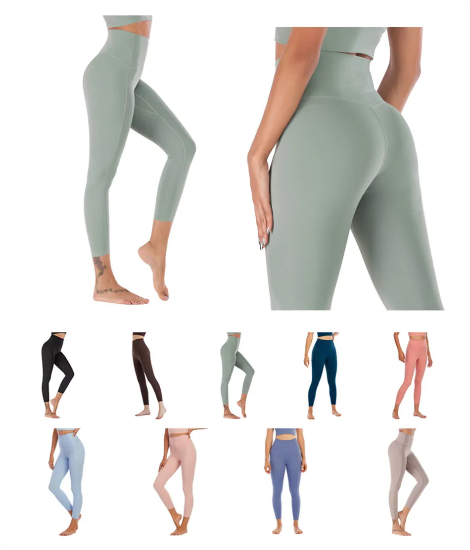 LU Yogabroek voor dames Hoge legging voor dames, niet doorzichtig, hoog getailleerde buikcontrolelegging voor training, hardlopen, boterachtig zacht