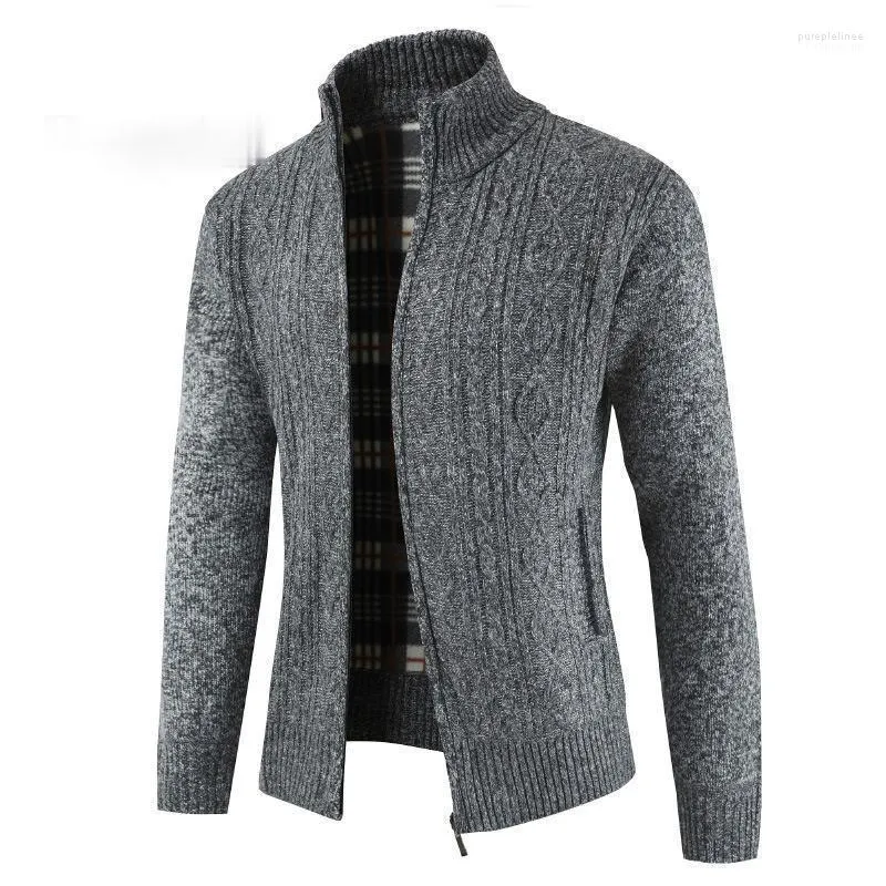 Zoulv 2022 Mężczyźni Slim Fit Skoczniki Dz druki ciepłe zimowe ubrania w stylu biznesowym marka moda grube swetry kardigan płaszcz męski