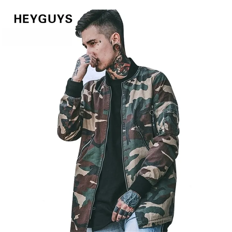 HEYGUYS high street Europe street camo Giacca Hip Hop Suit Pullover Giacca invernale Uomo Cappotto moda uomo Casual jacekts LJ201013