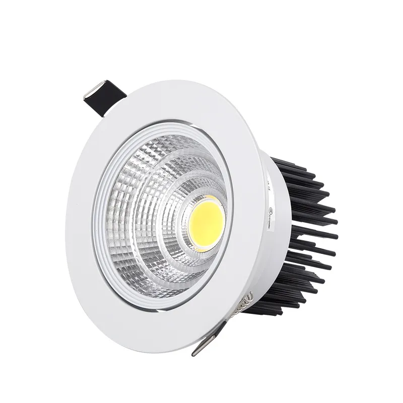 Lâmpadas embutidas LED COB de alta potência AC85-265V 9W 12W 15W 18W 21W regulável/não regulável Luzes brancas quentes frias com drivers de energia LLFA