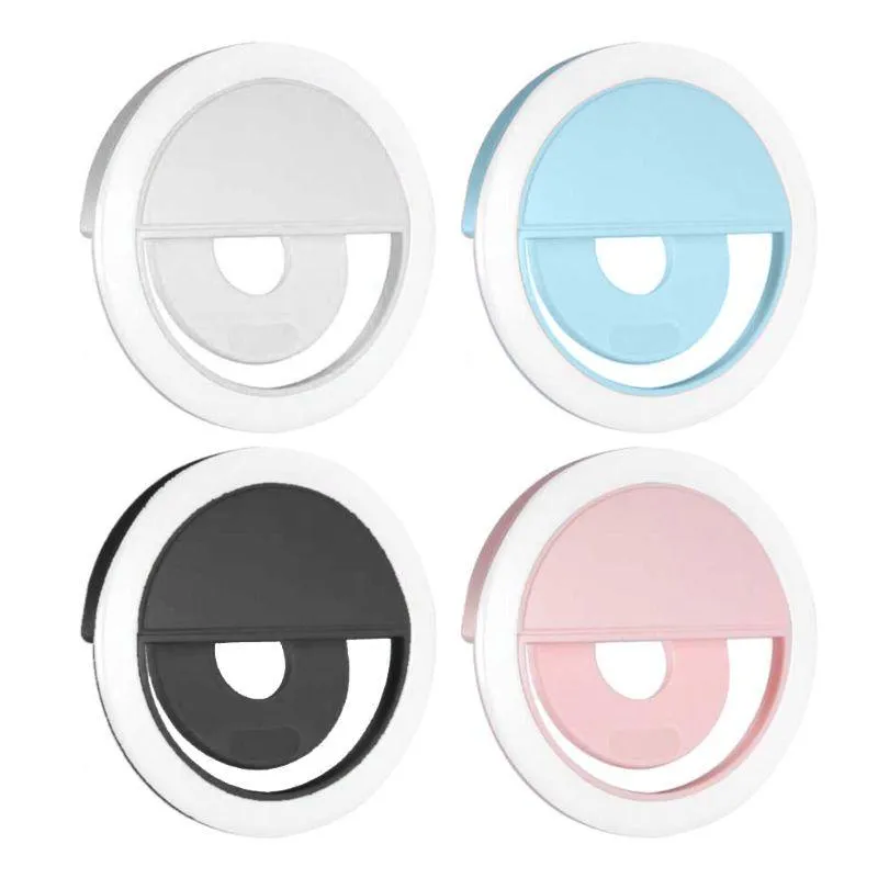 Espelhos compactos clipe no anel selfie anel luminária portátil preenchimento recarregável para transmissão ao vivo e maquiagem jy20 21 dropcompact