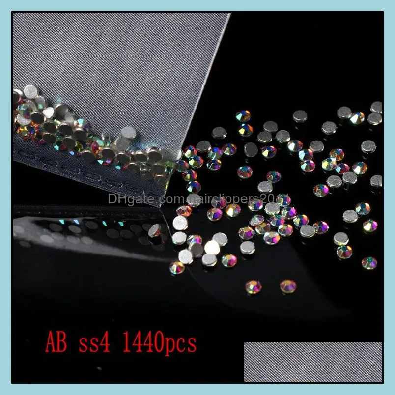 10bag/set (1440Pcs/bag) Flat Back AB Color Crystal Nail Rhinestone 3D Jewelry Glass Diamond Gems Nails Art Decoration DIY Craft