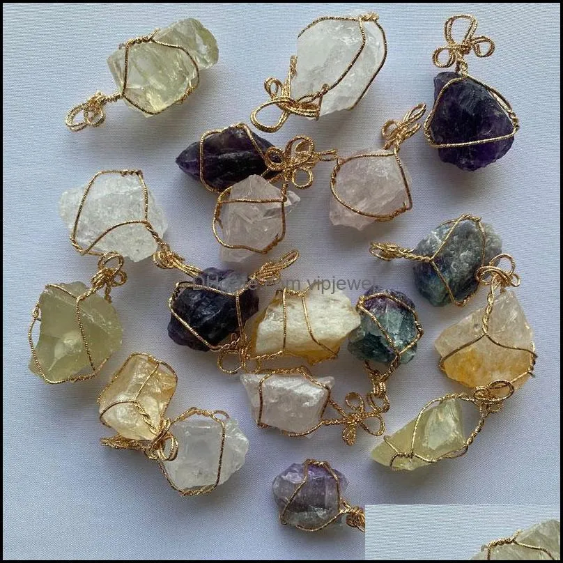 natural crystal quartz healing bead gemstone necklaces women men pendant original stone style party club jewelry