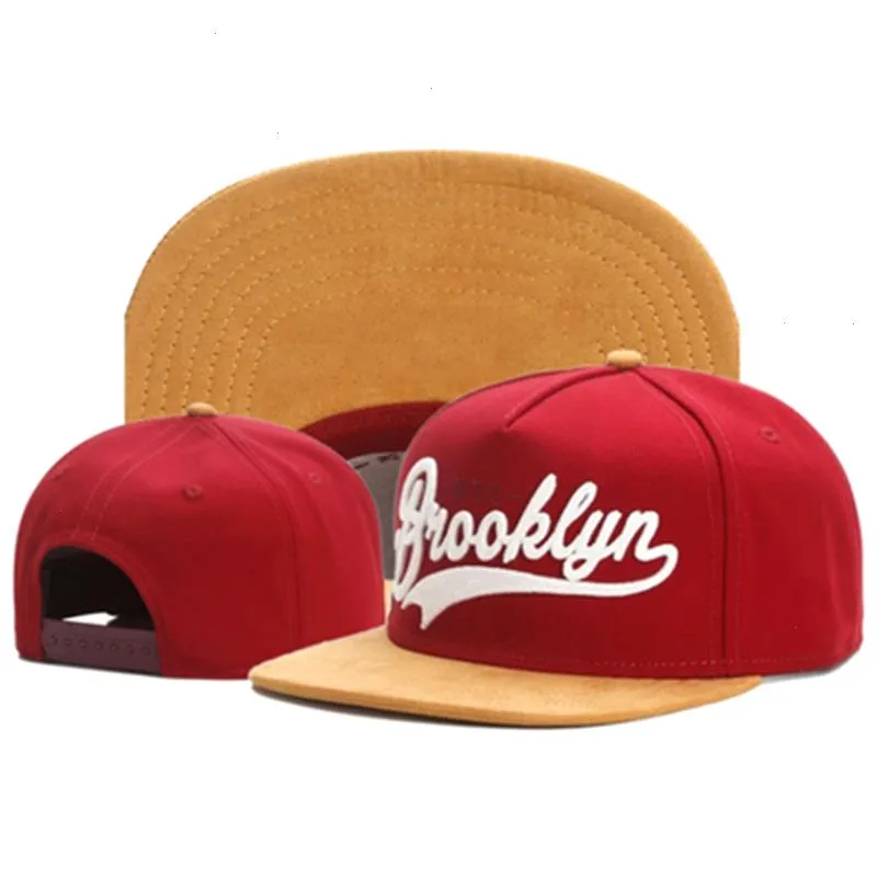 Marka Fastball Cap Brooklyn Faux Süet Süet Hop Kırmızı Snapback Erkekler için Yetişkin Açık Mekan Güneş Beyzbol Kemik