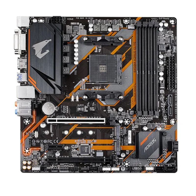 Moderkort för Gigabyte GA B450M AORUS ELITE AMD B450 /4-DDR4 DIMM /M.2 /USB3.1 /Micro-ATX / Max-64G dubbelkanals AM4 moderkort