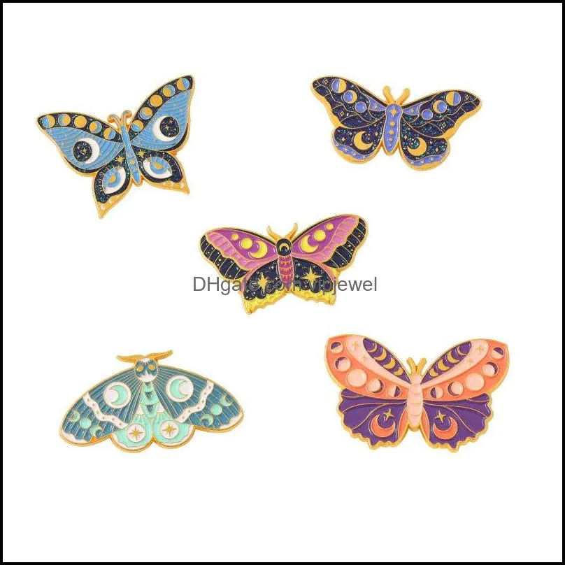 insect animal alloy moth brooches cartoon colorful butterfly enamel lapel pins unisex moon star eye corsage badges european trendy clothes