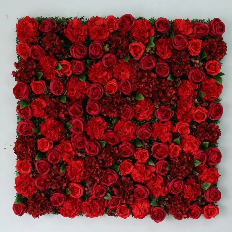 Decorative Flowers & Wreaths Red Flower Wall Decoration Panel Silk Rose For Wedding Background Bridal Shower Baby Girl Room Home Party Decor