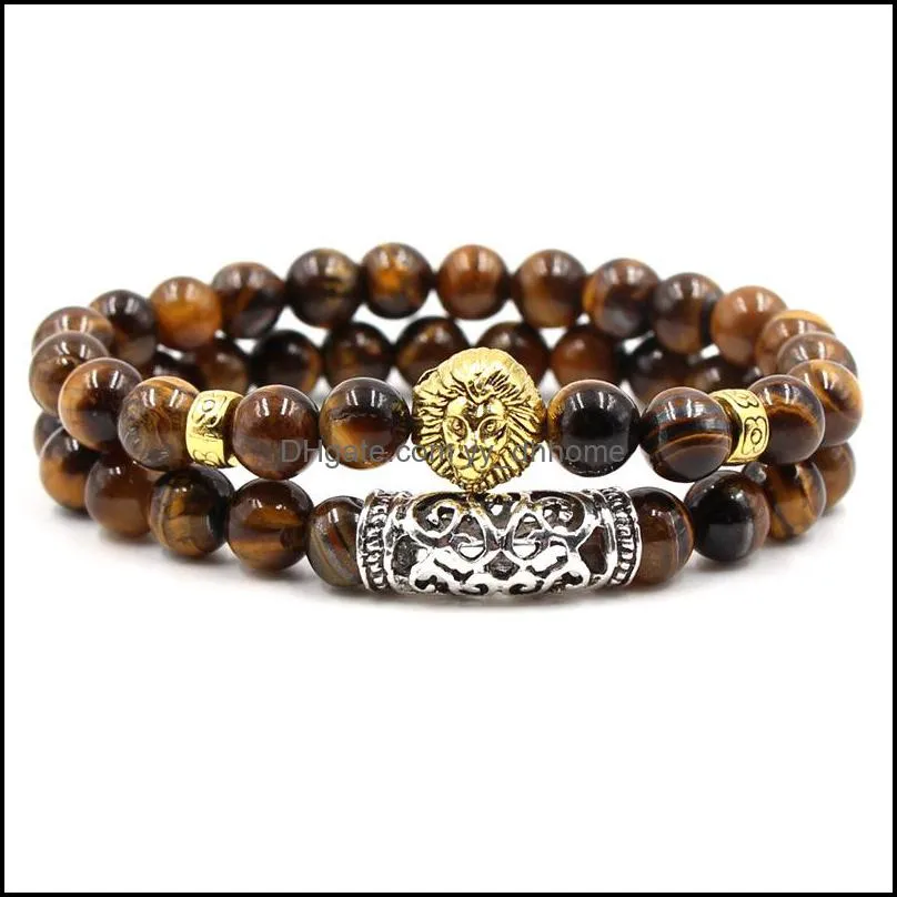 tiger eye stone bracelet set owl  charm bracelet natural stone bead bracele yydhhome