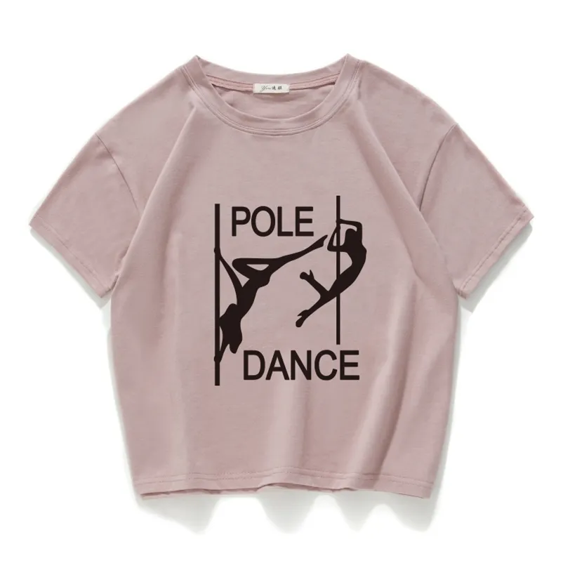 Pole Dance Graphic Funny Casual Women Crop Top 100% Cotton Short T Shirt Women Camisetas Verano Mujer Women Clothes Harajuku 220510