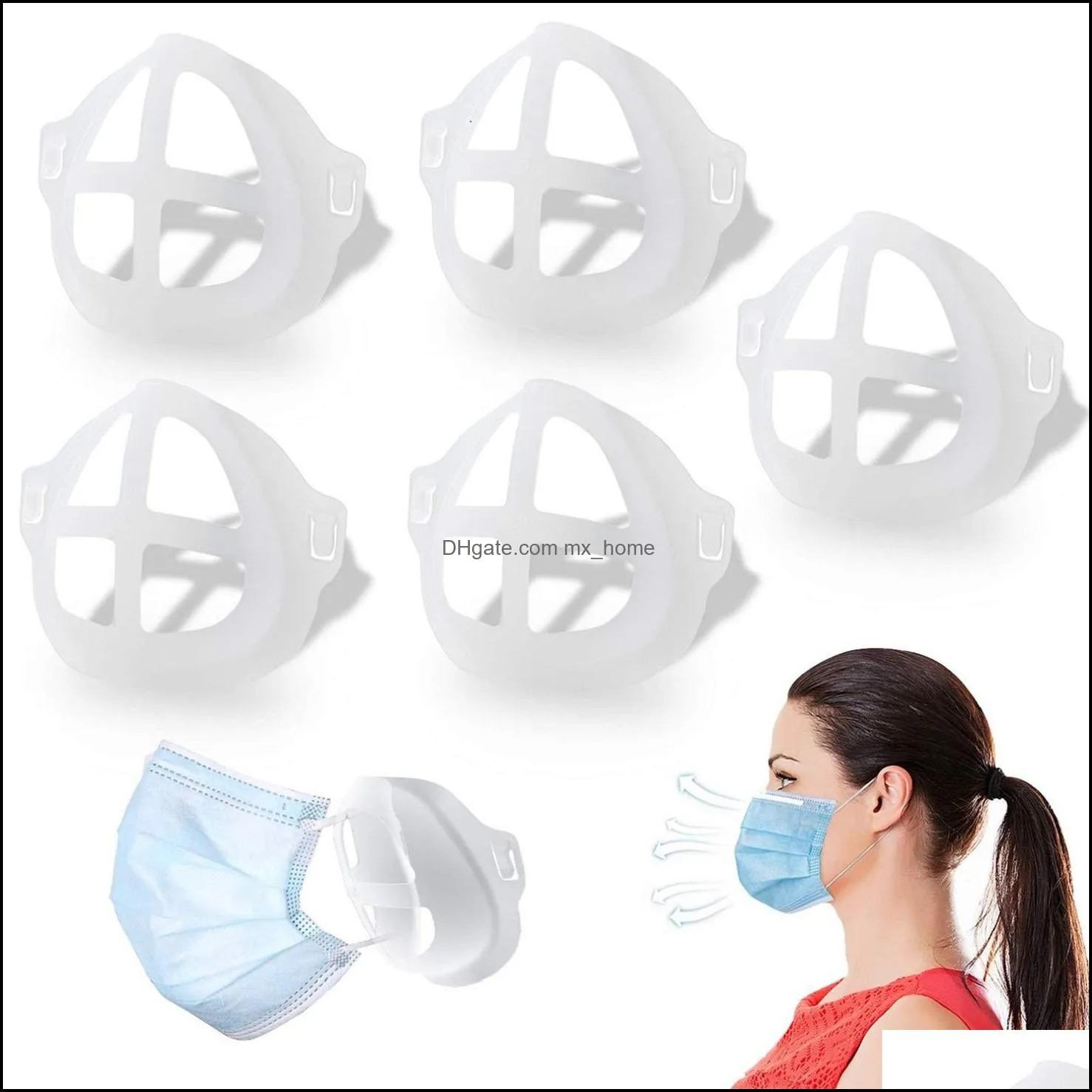 3D Mask Bracket Lipstick Protect Stand Nasal Pad Inner Support Breathing Mouth Nose höjning Drop Delivery 2021 Designer Masker Housekee