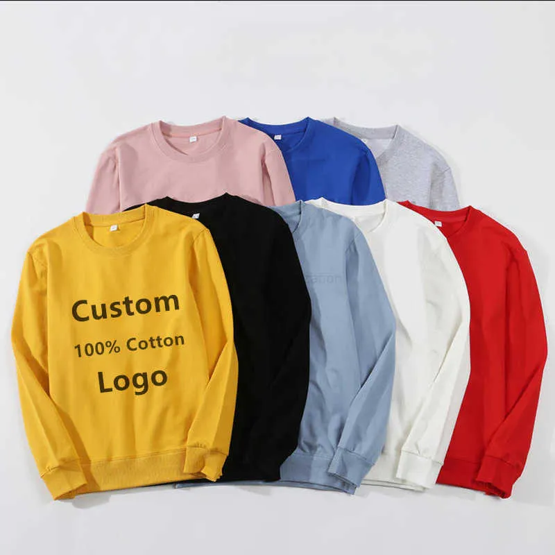 Forcustomization Custom 2022 Plain Crewneck Sweatshirts Wholesale Blank Pullover Sudaderas Men Sweatshirt broderi Bomull Elastisk tröja