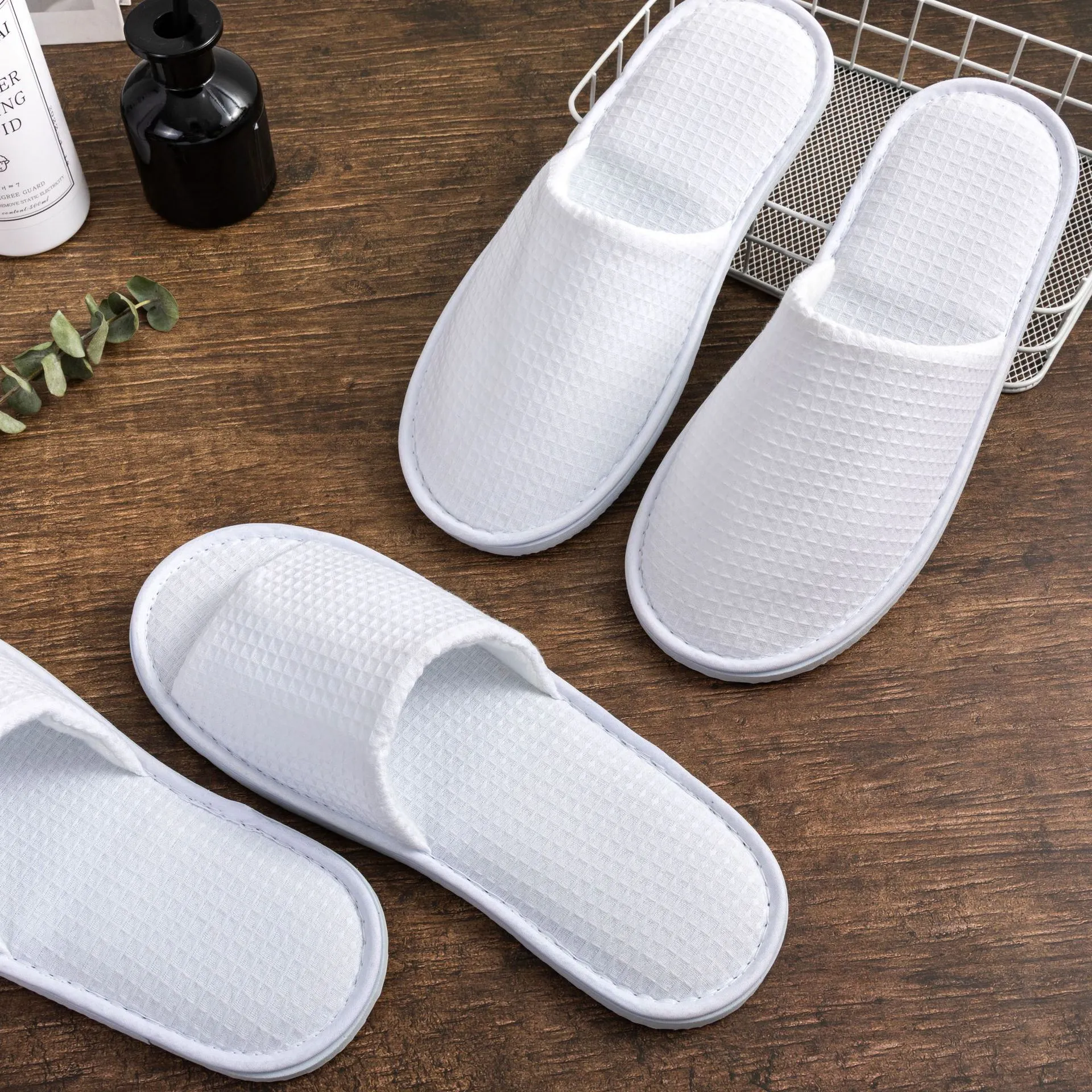 Hotel Homestay Disposable Half-Pack Full-Pack Slippers Home Business Travel Portable Whiteboard Waffle Slipper YF0079