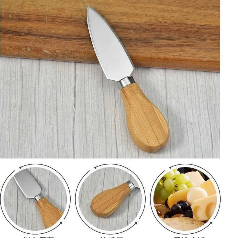 Stainless Steel Cutlery Butter Spatula Wood Butter Knife Cheese Dessert Jam Spreader Breakfast Tool wcw686