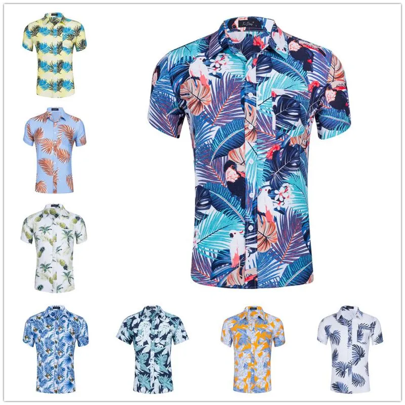 Camisetas masculinas camiseta masculina de camiseta masculina estilo havaiano de manga curta de lapela de lapela de peito de moda de moda respirável camisa masculina respirável