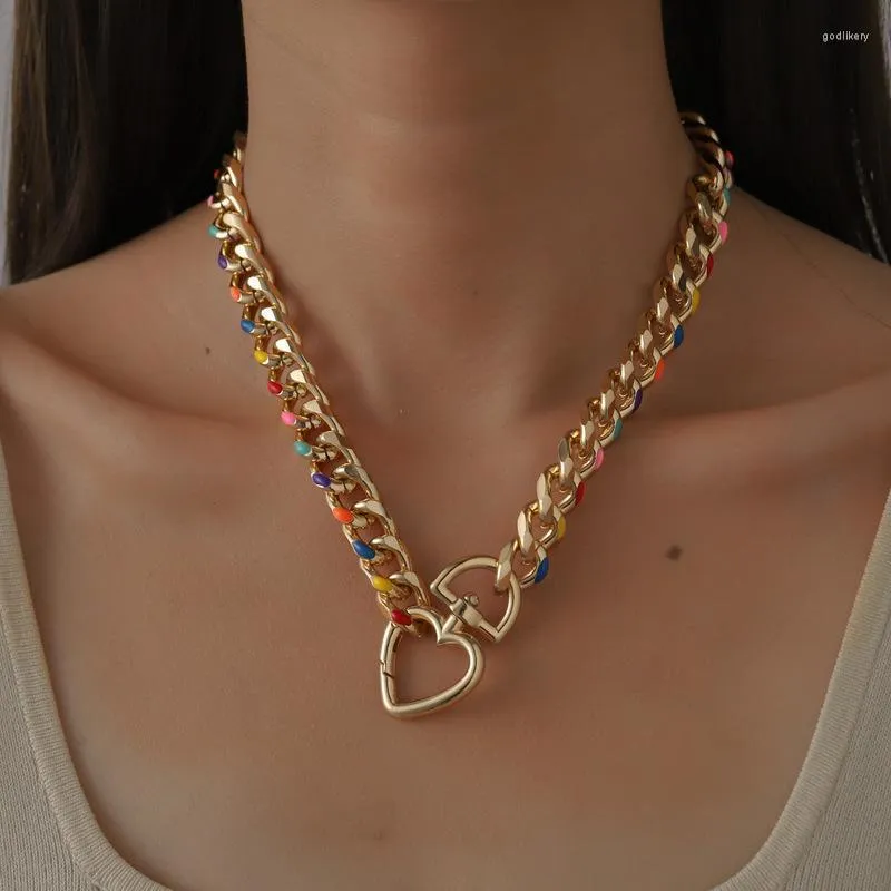 Chokers Minar Personality Mix Kolor Chunky Cuban Chain Naszyjnik dla kobiet złoty metaliczny szeroki krawężnik kołnierz Naszyjnik Choker Naszyjniki Godl22