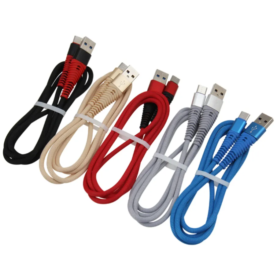 Câble en Nylon de Type C pour charge rapide, cordon de données Micro USB, pour Samsung, Huawei, Xiaomi, fil Microusb, 1m