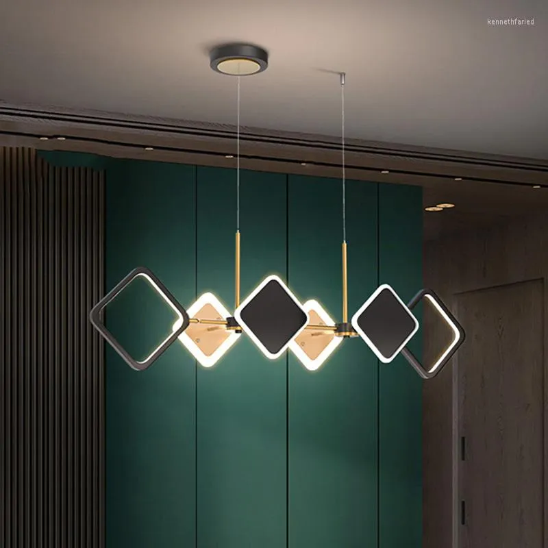 Lampade a sospensione Luci a led in metallo oro nero nordico Lampada dal design moderno Soggiorno Sala da pranzo Decor Hanging Light Drop LightsPendant