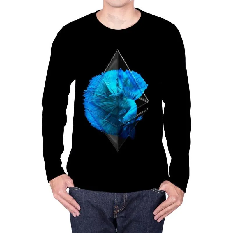 Camisetas para hombre Marca Ethereum Camiseta de manga larga Camiseta de arte para hombre Retro Hip Hop Negro Anime Ropa para hombre Ropa Casual FashionMen's