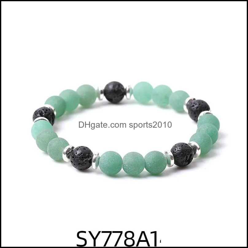 8mm matte green stripe agate stone beads hematite lava stone strand bracelets for women men yoga buddha energy jewelr sports2010