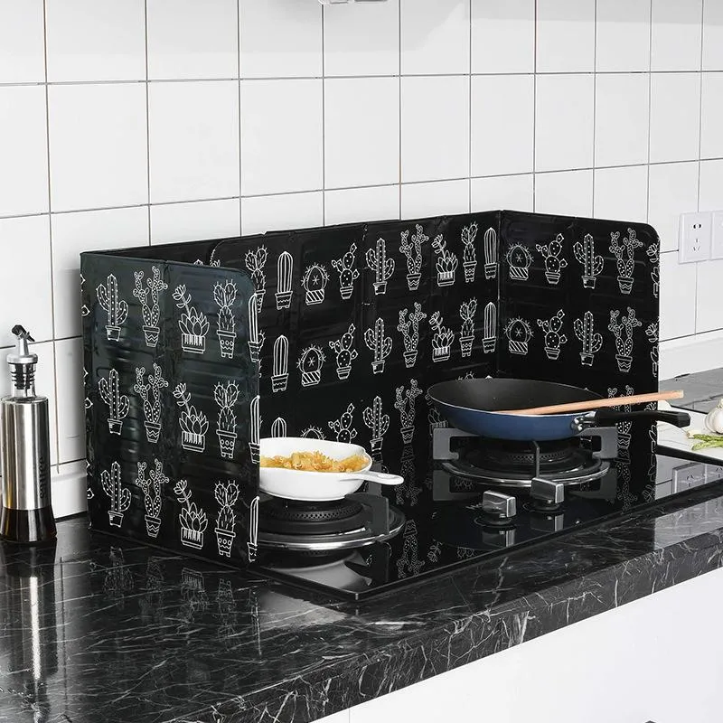 Interior Decorations Aluminum Foldable Kitchen Gas Stove Baffle Plate Frying Pan Oil Splash Protection Screen Kichen Specialty ToolsInterior