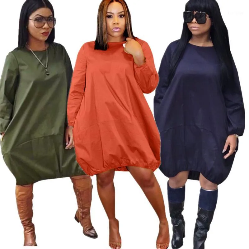 Robes décontractées Couleur Solide Femme Lâche Simple Robe Nightclubwomen Automne Sexy Fête Fête Maxi Vestidos Vêtements africains 2022 Mujer Ropa