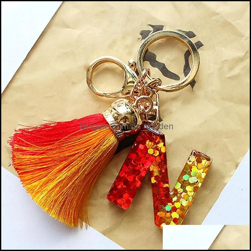 Custom Keyrings Keychain Initial Letter A-Z Number 0-9 Tassel Pendant Bag Charms Accessories Fashion Gift Jewelry Car Key Chains Ring
