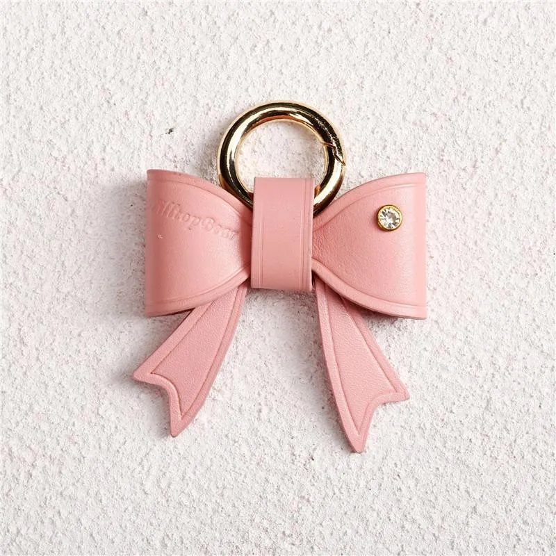 Nyckelringar bowknot keychain läder tofs nyckelhållare metall kristall kedja nyckelring charm väska auto pendant gåva grossist pris