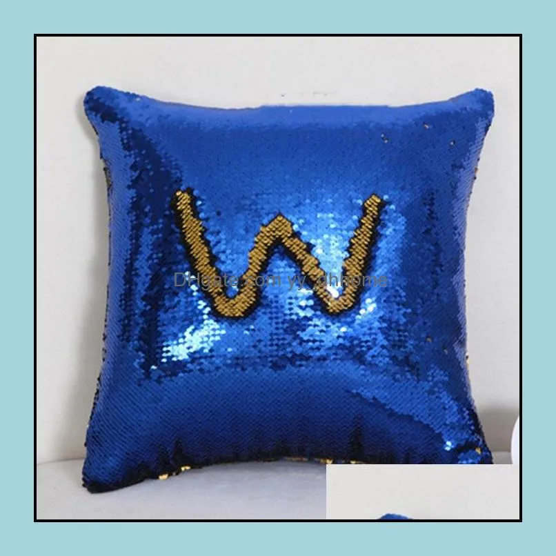 pillow case sequin pillows covers glitter mermaid cushion cover reversible sequins magical color home decor zwl450