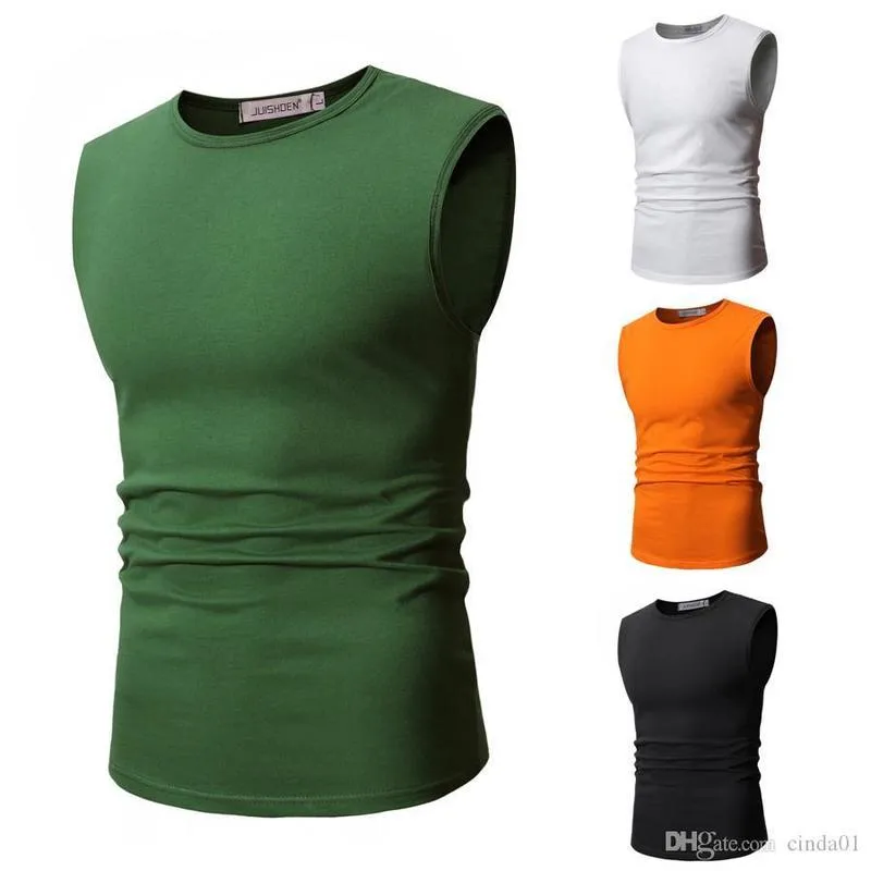 Men Vest Tank Tops Sleeveless Solid Cotton Round Collar Plus Size Summer Simple Type Casual Tops