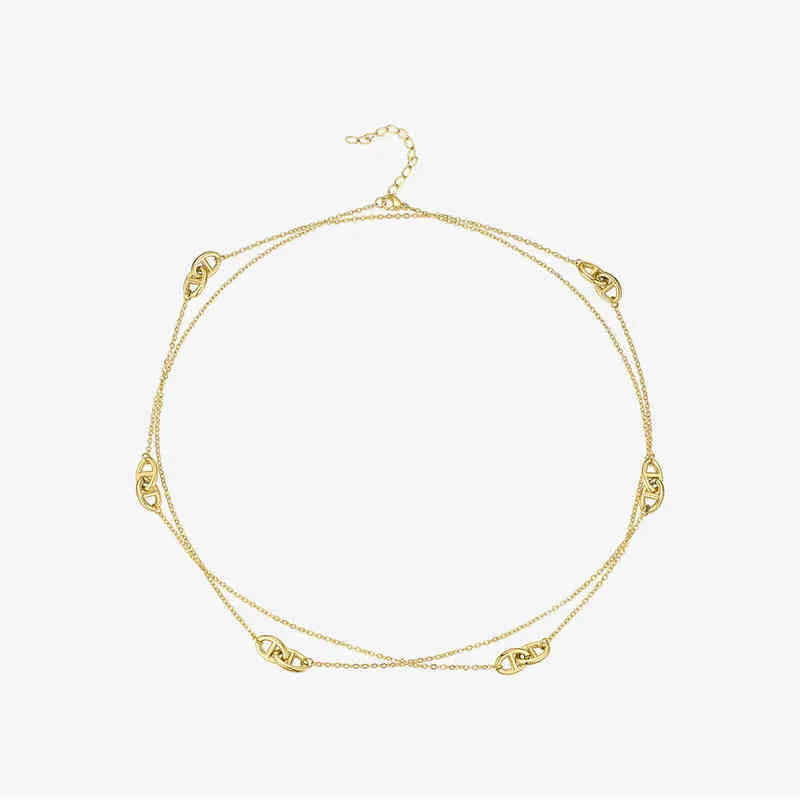 Enfashion Geometric Hollow Necklace Choker Necklace Women Gold Color Stainless Steel Long Necklace Fashion Femme Jewelry P J220613