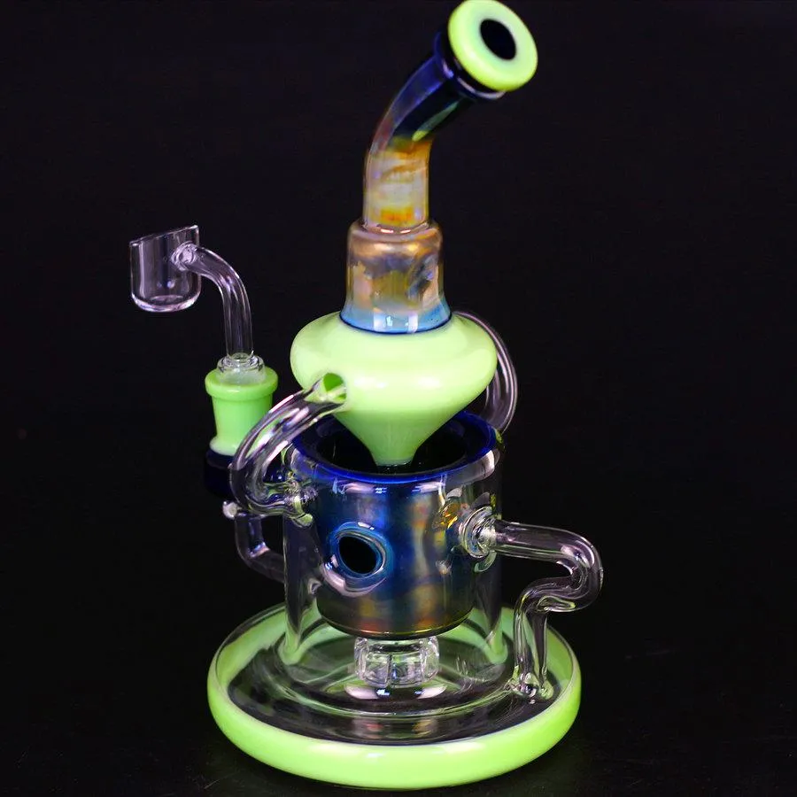 Vattenpipor New Showerhead Perc Bong Tornado Klein Recycler Glass Bongs Heavy Base Fab Äggglas vattenpipa