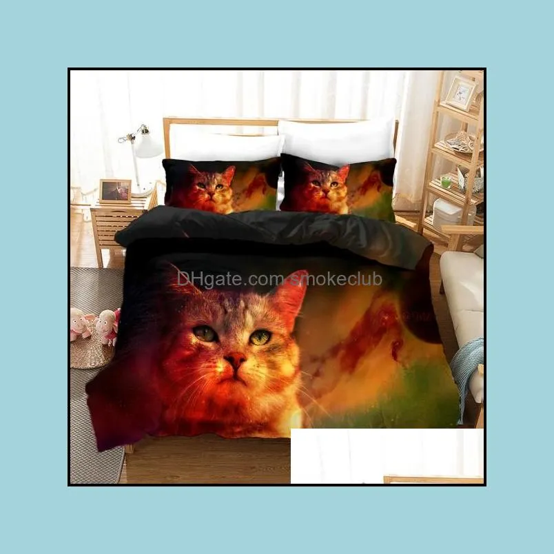  Fish Cat Bedding Set Animals Pattern Luxury 3D Print Bed Linen Modern Art Microfiber Duvet Cover Sets 2/3 piece Single Double Size Covers for kids Adult Home