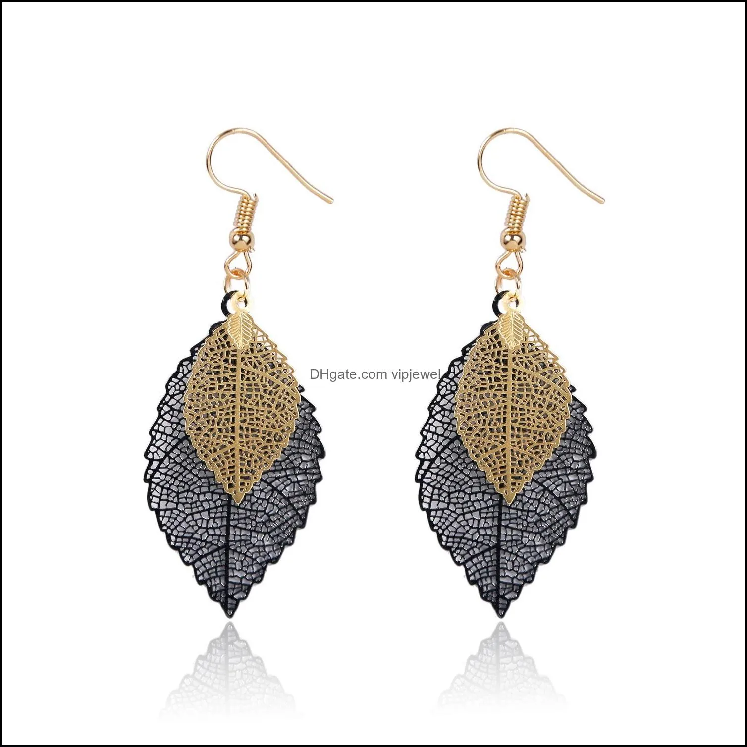 vintage leaves drop earring luxury boho bohemian leaf dangle earrings hollow out for women jewelry