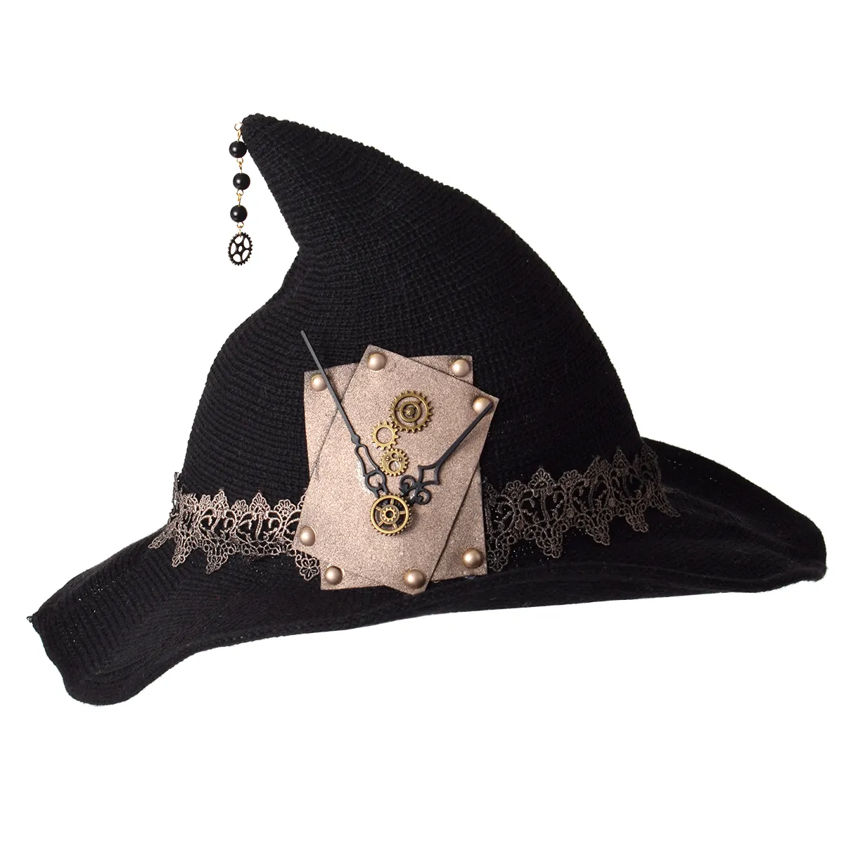 Cappello da strega nero Accessori per costumi di Halloween Cappelli da mago mascherato Cappello da ragazza magica gotica Cosplay Decorazioni per feste Abbigliamento per la testa