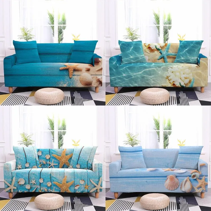 Stol täcker sjöstjärna skal blå hav landskap soffa vardagsrum dekor elastisk all inclusive havs korall fåtölj slipcovers coverchair