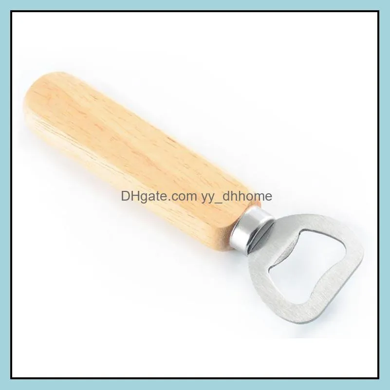 stainless steel wooden handle wood wine beer bottle opener bar tools kitchen party wedding gift bartender openers cider soft drinks