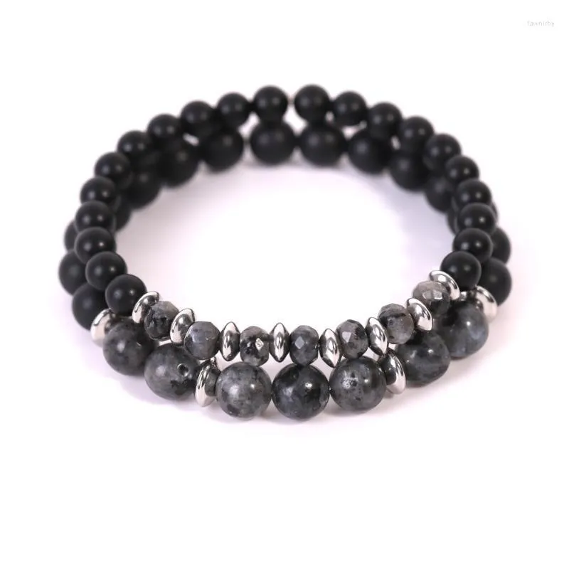 Beaded Strands Couples Distance Matte Black Spectrolite Bead Faceted Tiger Eye Sets Bracelet Men Charm Women Fashion Gifts Jewellry Fawn22