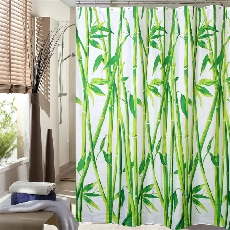 Happy Tree Tessuto Poliestere Verde Bambù Tenda da doccia Impermeabile Piante da bagno Vasca da bagno Dimensioni 180x180cm 180x200cm T200711