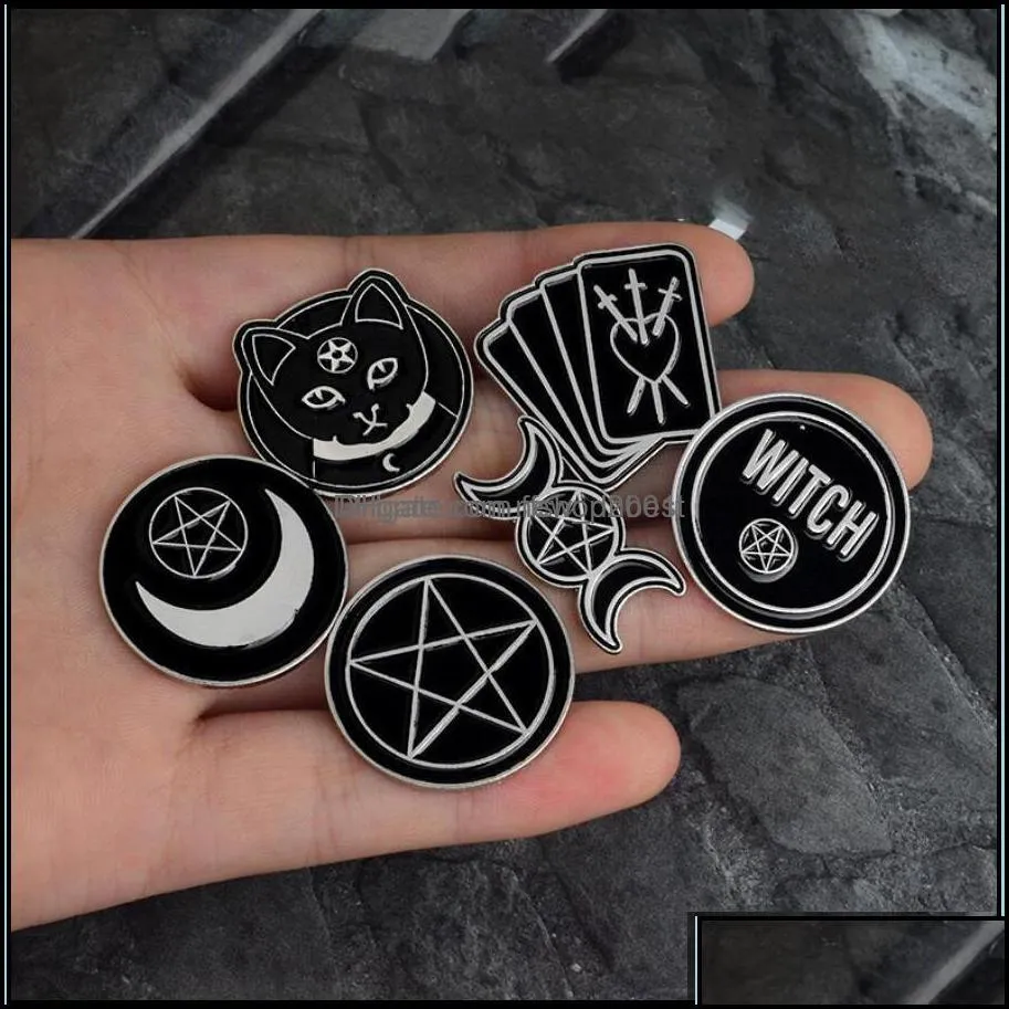 Witch Ouija Moon Tarot Book New Goth Style Enamel Pins Badge Denim Jacket Jewelry Gifts Brooches For Women Men Drop Delivery 2021 Pins