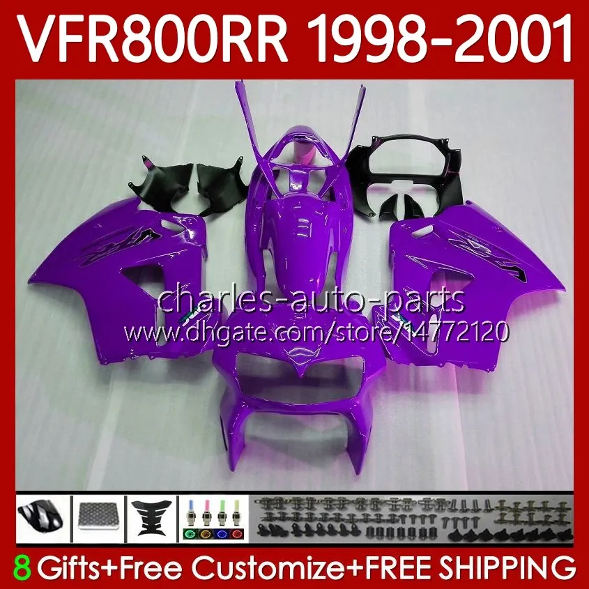 OEM Code Code для Honda VFR800RR Interceptor VFR 800RR 800 CC RR 1998-2001 128NO.125 VFR-800 All Purple 800CC VFR800R 1998 1999 2000 2001 VFR800 RR 98 99 00 01 обтекатель