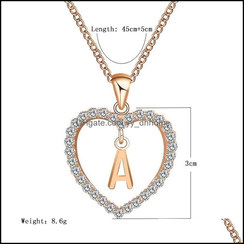 26 Letters Heart Love Crystal Necklace Women Silver Gold Chain Cubic Zirconia Necklace Personal Ideas Luxury Pandent Necklaces Fashion