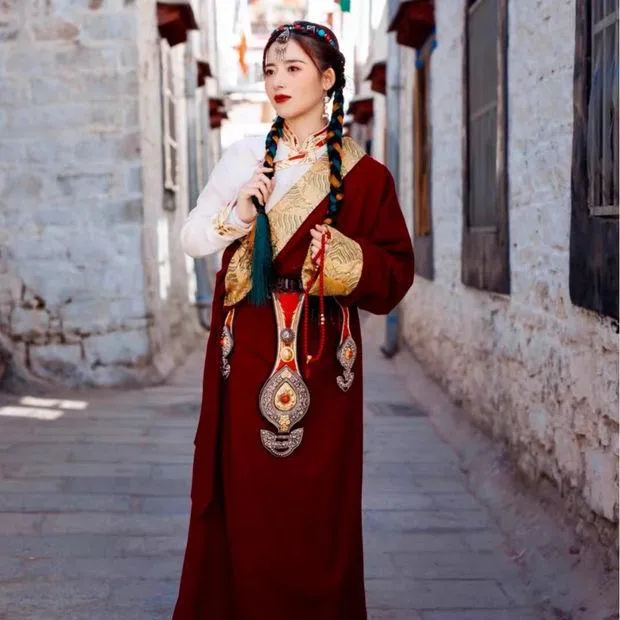 Ethnic Clothing Chinese Style Female Tibetan Robe Gown High Quality Ladies Tibet Performance Dress 2pcs Women VestidosEthnic