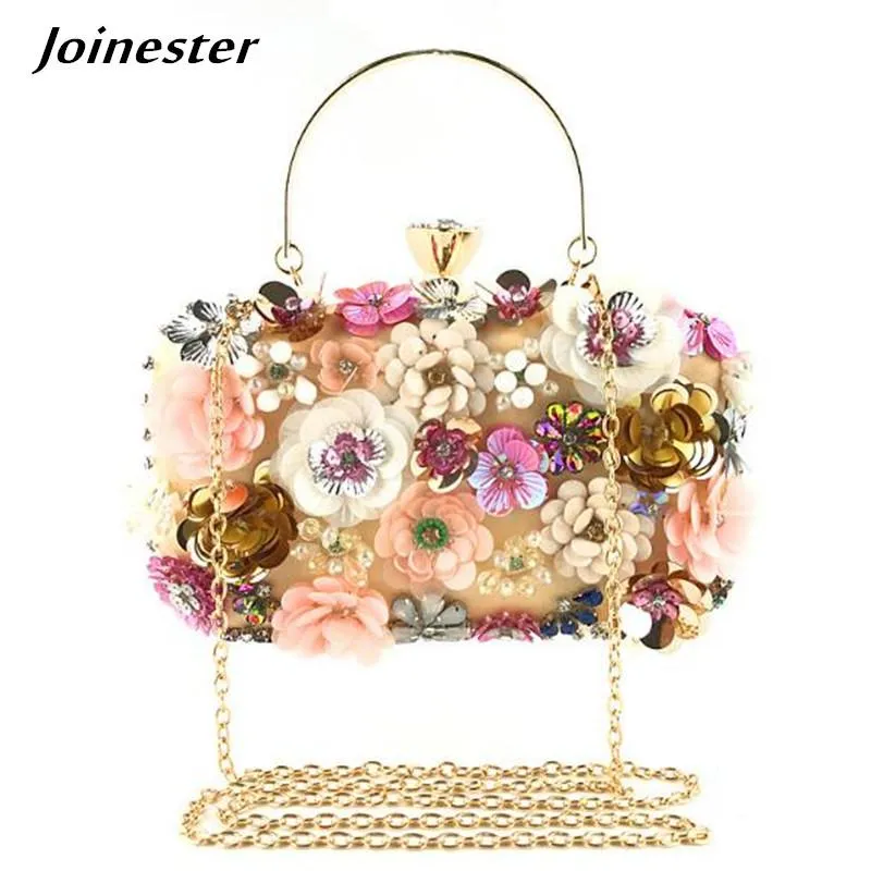 Evening Bags Flower Sequins Wedding Clutch Purse Formal Bridal Bag Cocktail Party Handbags Vintage Beaded Pouch