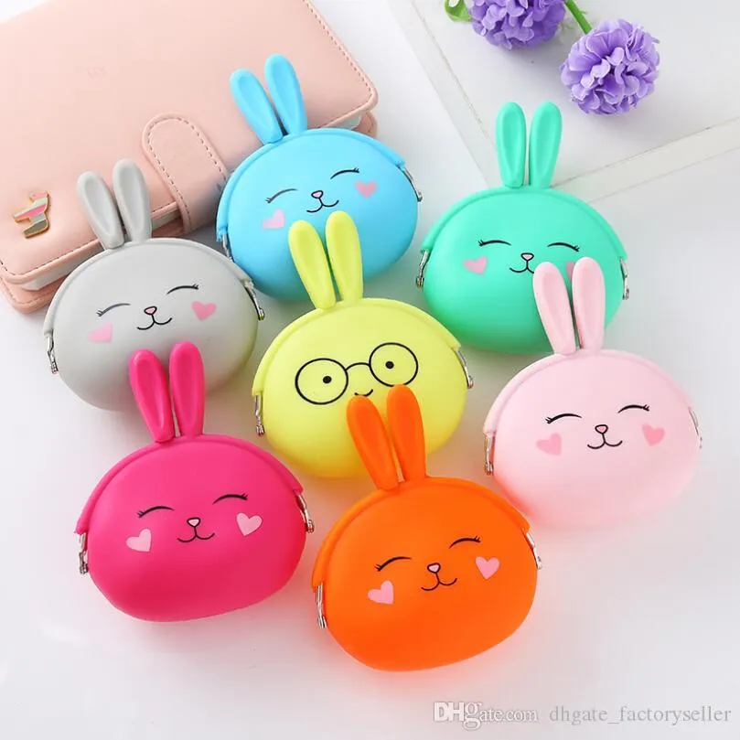 Silicone Coin Purse Cute Cartoon Rabbit Coin Purse Women Girls Small Wallet Mini Key Bag Kawaii Pouch Gift LX5582