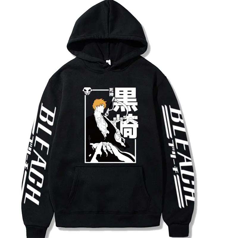 Bleach Anime Hoodie Fashion Pullover Tops Lång ärmtryck Casual G220728