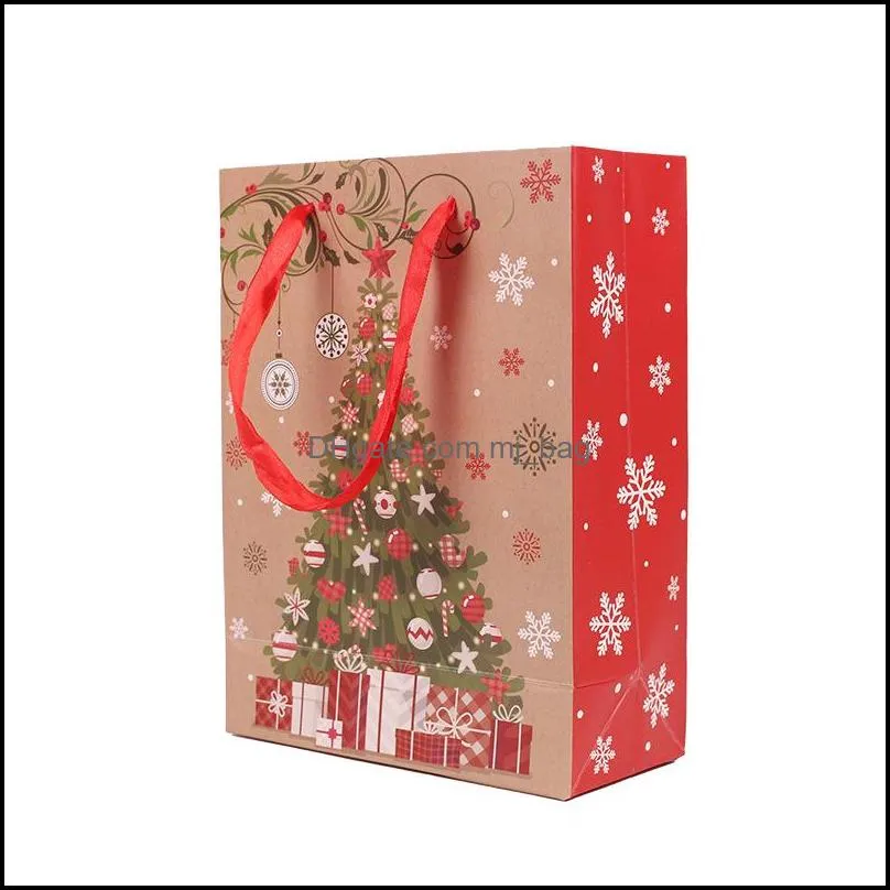 wrap christmas bag white cardboard hand-held paper bags return gift gifts packaging red exquisite elk snowflake dots wedding paf11516