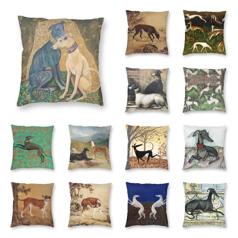 Poduszka/poduszka dekoracyjna Greyhound Dog Gustav Klimt Art Square rzut obudowę domowy dekoracyjny Whippet Sihthound Pup Coush Cushion Cover for Living Ro