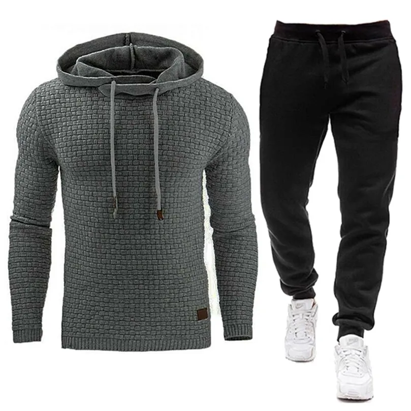 Tracksuit mannen merk mannelijke solide capuchon sweatshirtpants set heren hoodie zweetpak casual sportkleding s-5xl 210924
