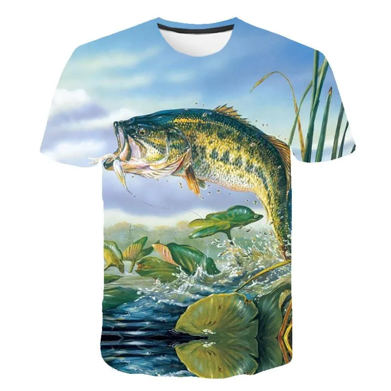 T-shirts fisk 2022 sommar t shirt mode 3d tryck barn t-shirt för pojke djur kort ärm baby flickor roliga tee topp barn klädes-s